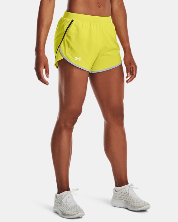 Women's UA Fly-By 2.0 Shorts, Yellow, pdpMainDesktop image number 0